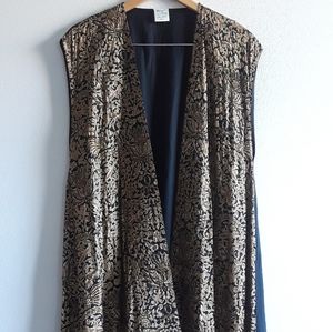 Blue Sky Black Gold Open Front Long Vest S…